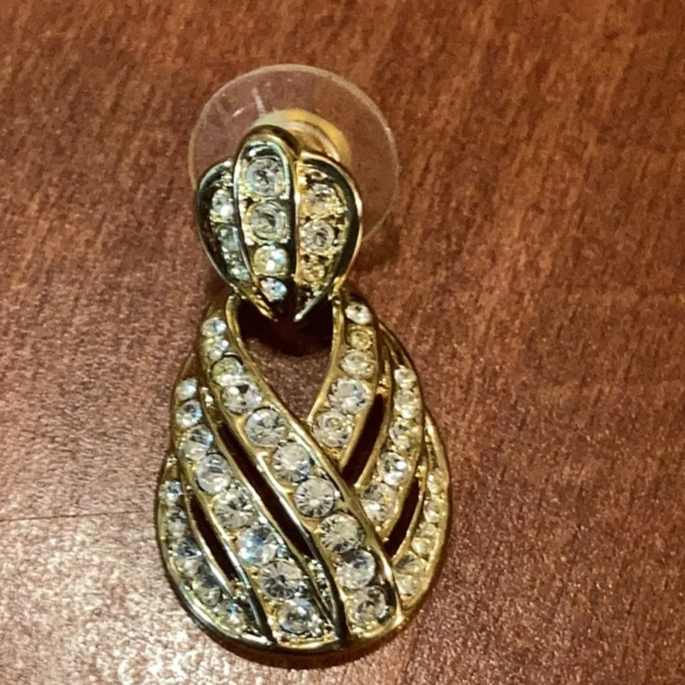 Gold tone and CZ drop earrings